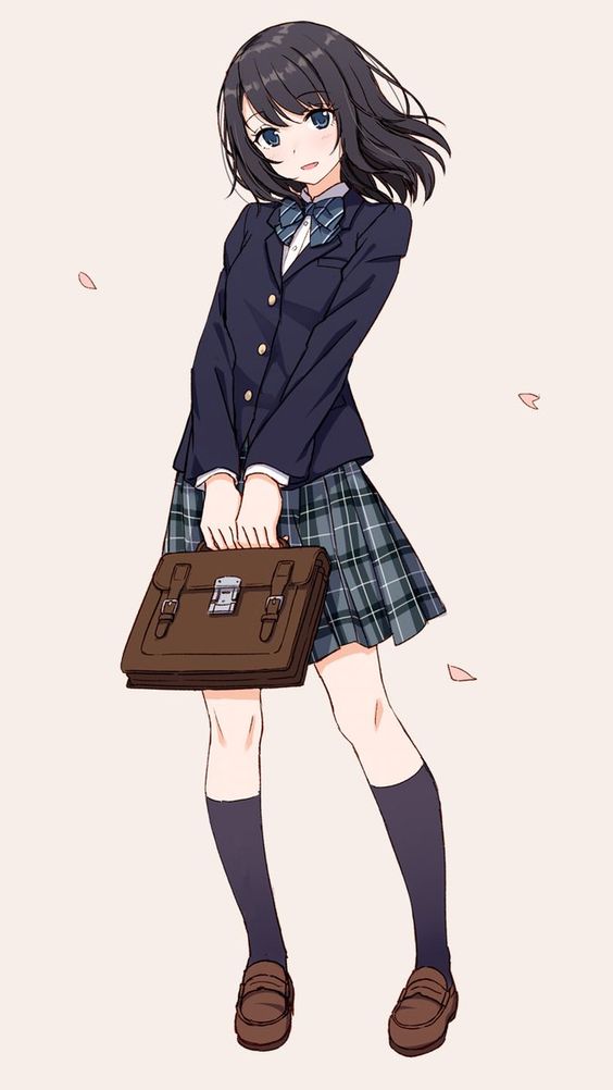 Hình Anime Nữ Học Sinh thay cho cặp sách